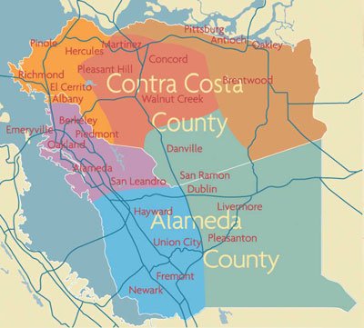 East Bay Movers Region Map