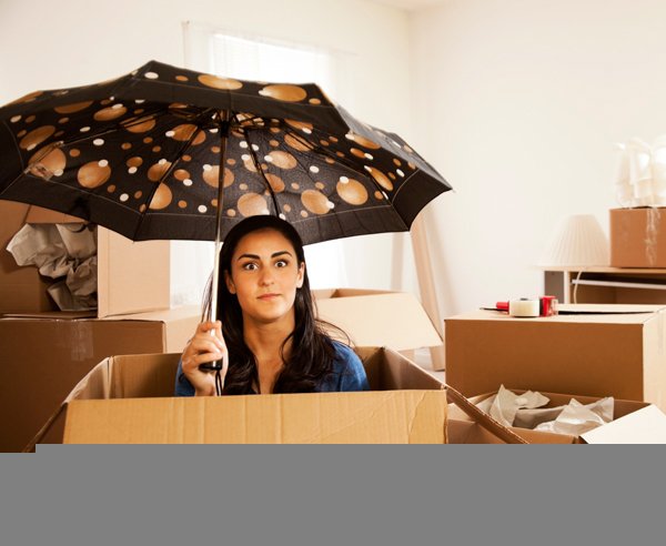 Waiting for Bay Area Moving Company with Umbrella